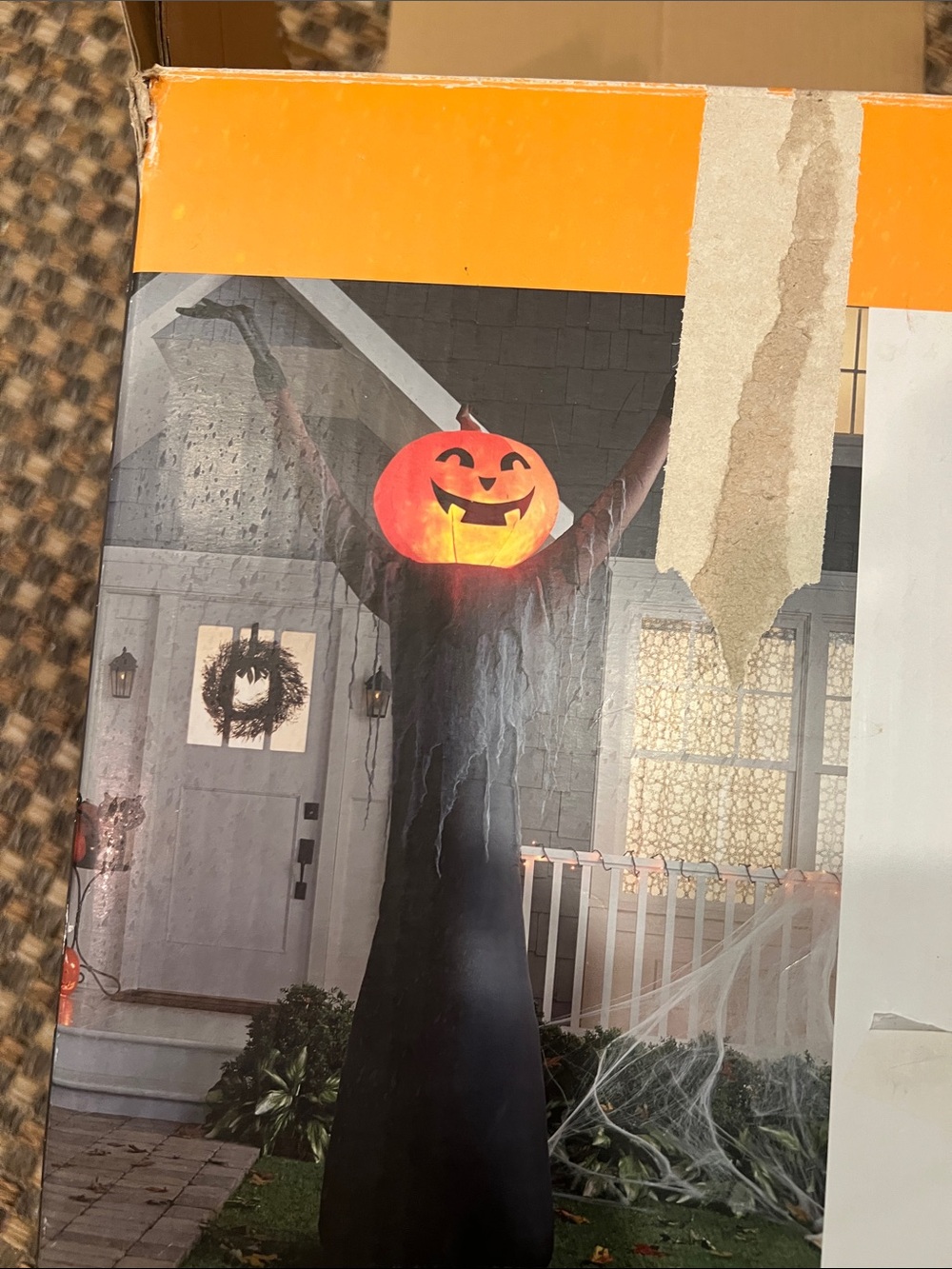 Inflatable Pumpkin Head  yard decor - Orange & Black